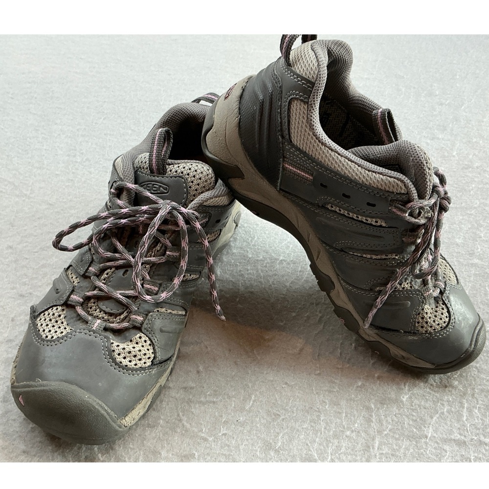 Keen Hiking Shoes Waterproof‎ Grey Pink Low Top Trail Sneakers Size 7 1025157